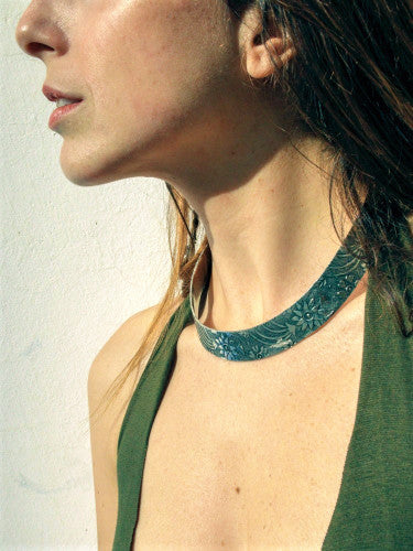 Collar esclava Floral plateado