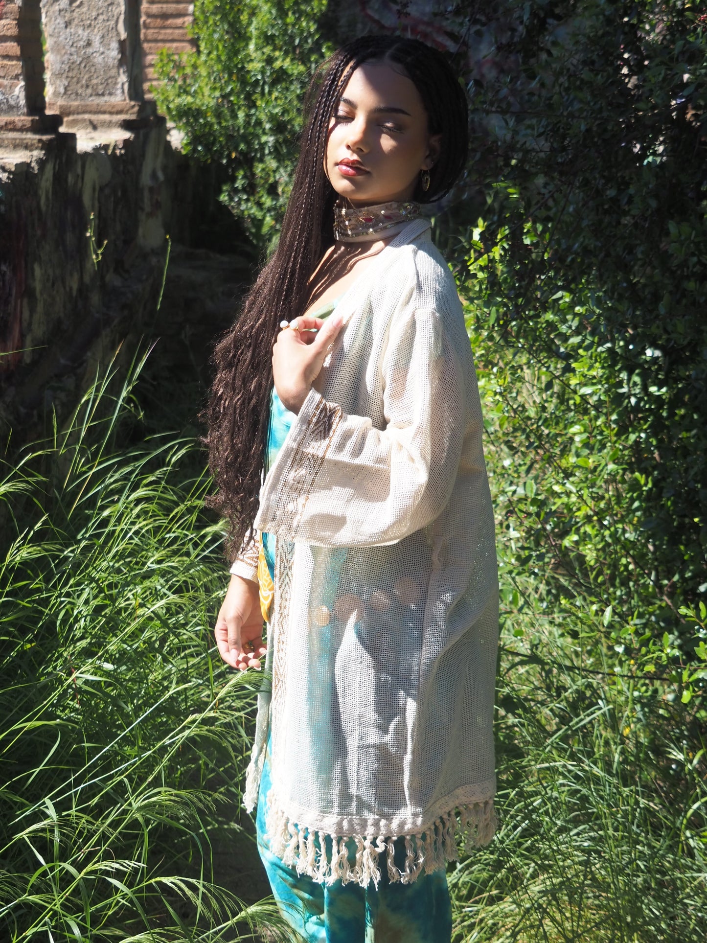 Kimono encaje Raik Block Print midi