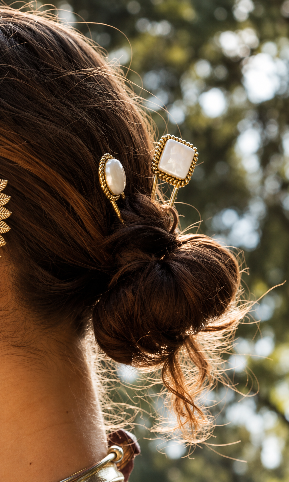 Hair Stick Metal mineral Dorado