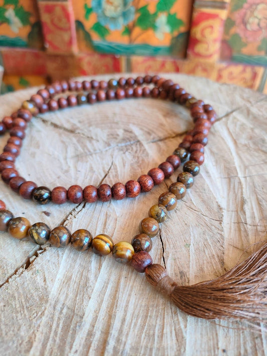 Mala madera con mineral y fleco