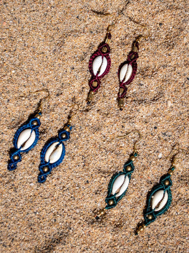 Pendiente macramé shell