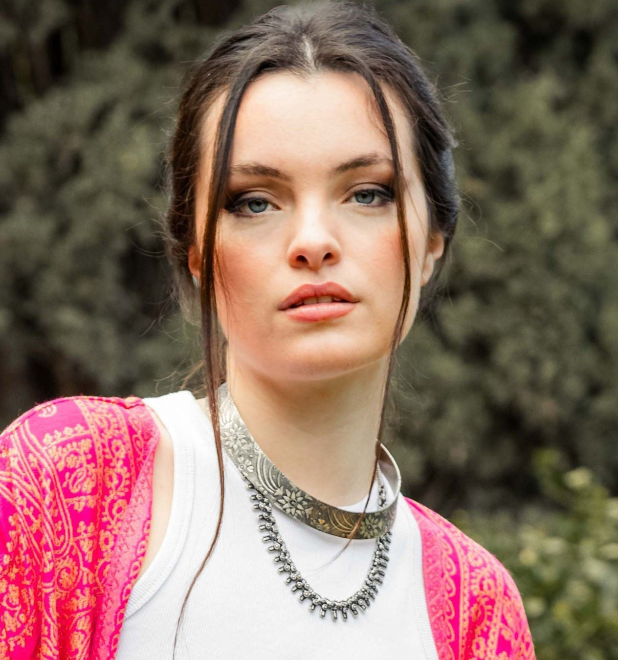 Collar esclava Floral plateado