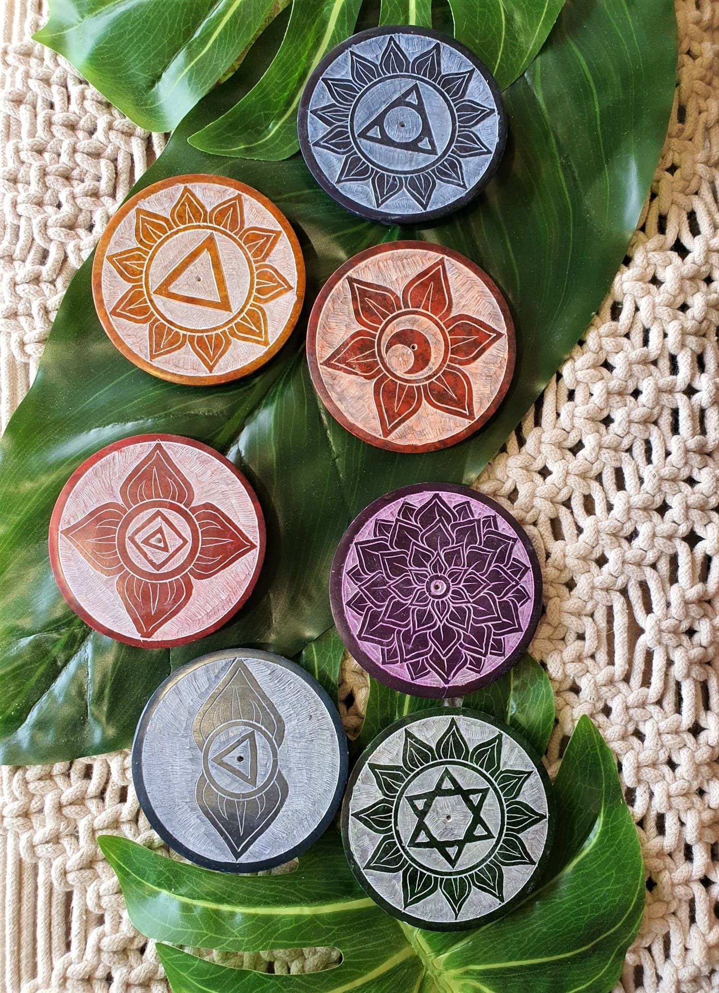 Set 7 Chakras incensario esteatita