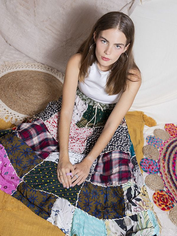 Falda patchwork larga