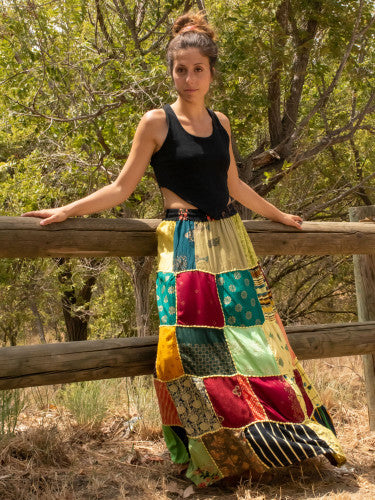 Falda patchwork larga