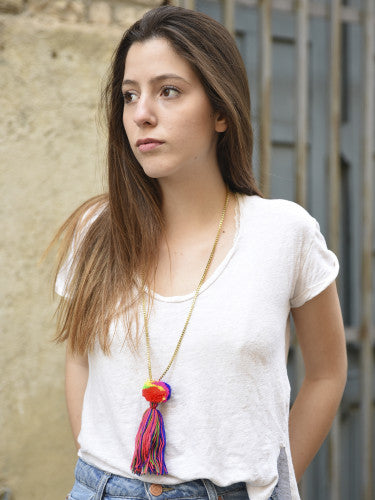 Collar o abalorio c/ pompon & fleco