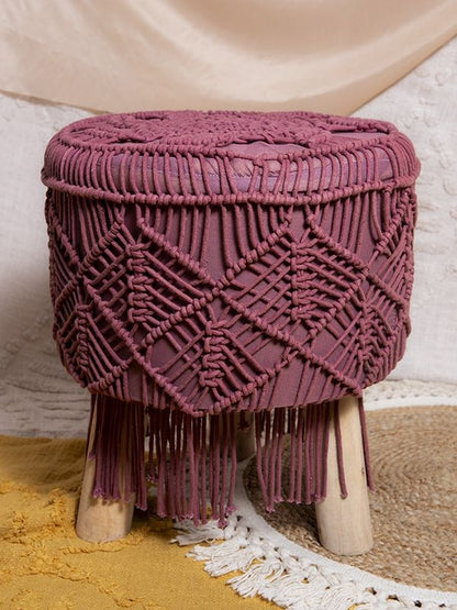 Banqueta Macramé flecos