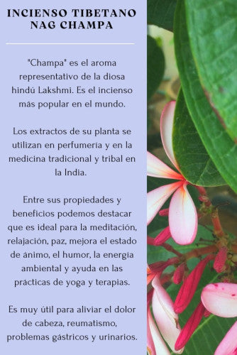 Incienso tibetano natural Nag Champa de Nepal