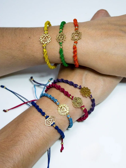 Set pulseras 7chakras macramé