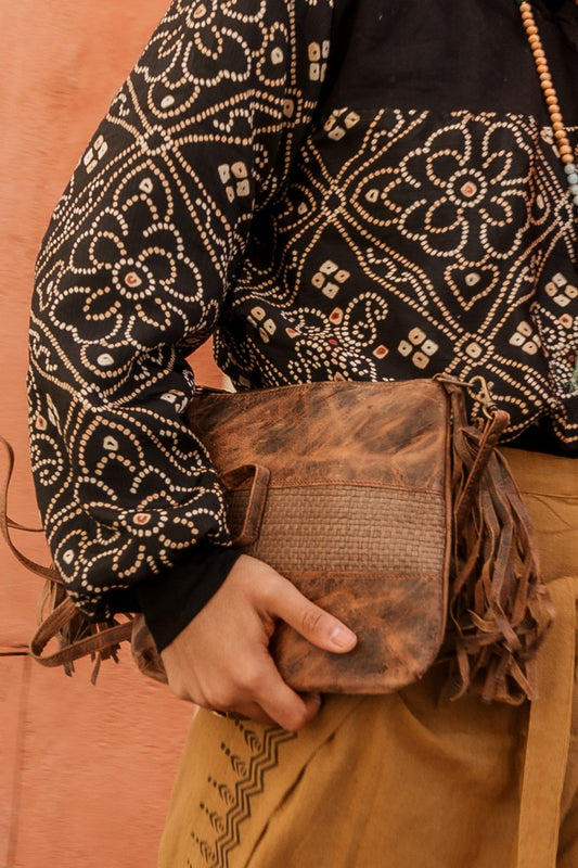 Bolso piel completo c/flecos