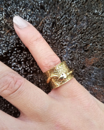 Anillo grabado Snake dorado