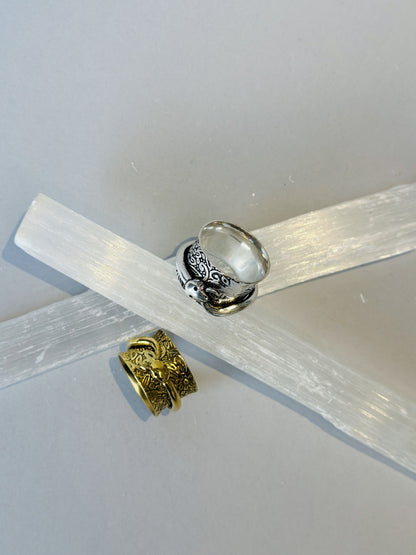 Anillo grabado Snake plateado