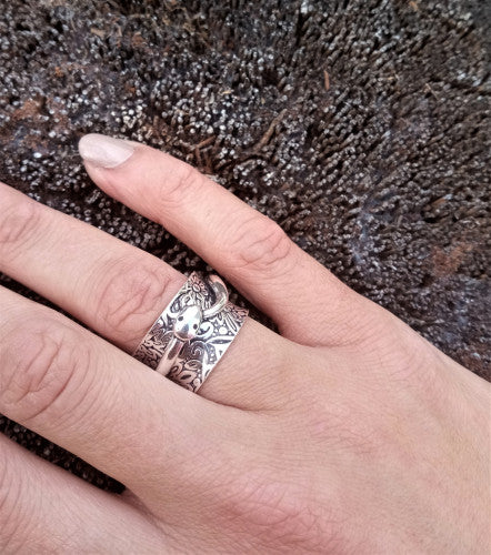 Anillo grabado Snake plateado
