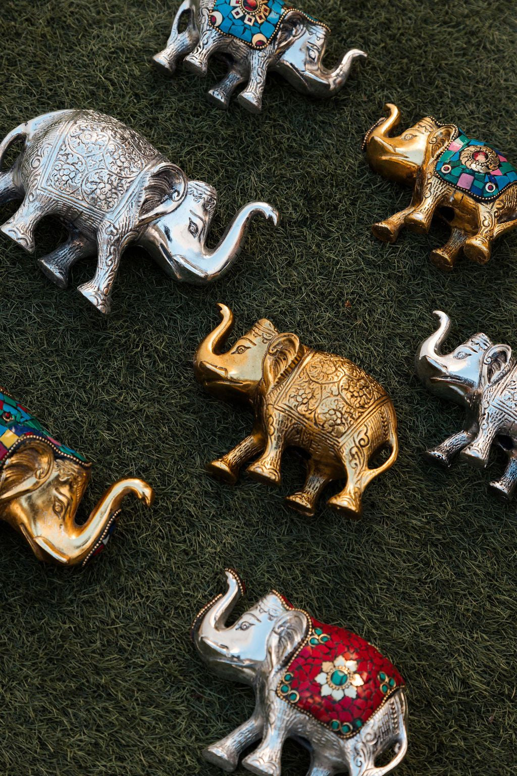 Set 3 elefantes metal Navarantha dorado 25 cm
