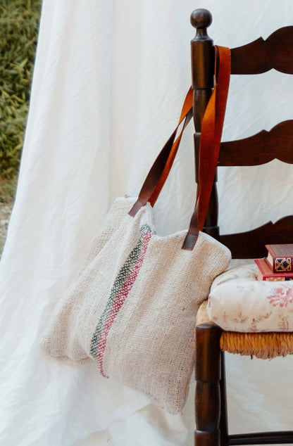 Bolso natural asas piel