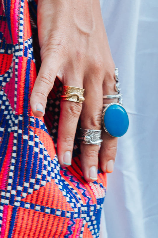 Anillo grabado Snake plateado