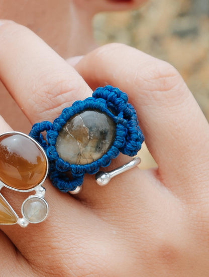 Anillo macramé mineral