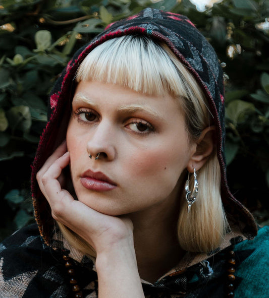 Pendiente Mota Teer plateado 30mm