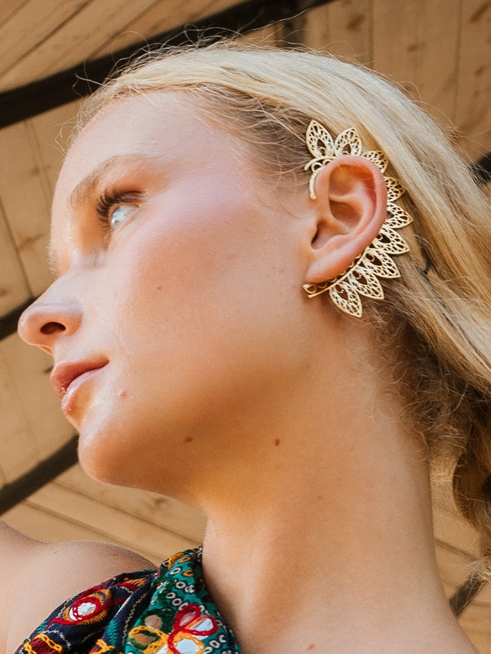 Earcuff pluma mixt dorado