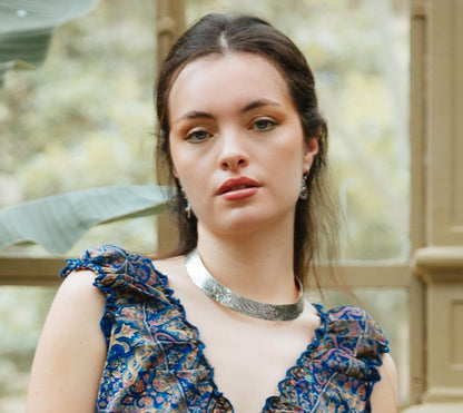 Collar esclava Floral plateado