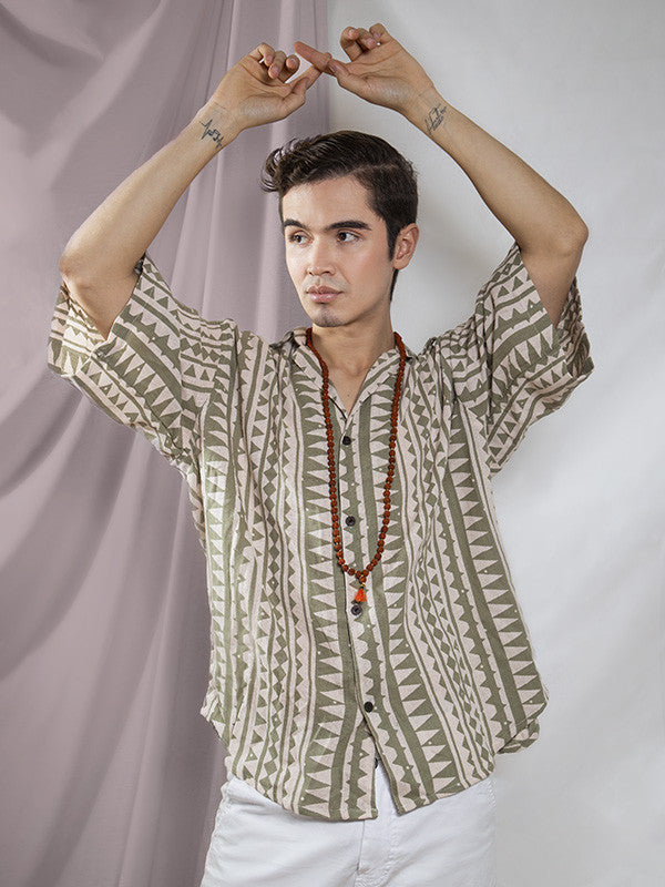 Camisa Cotton Block Print Unisex