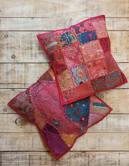 Funda cojin Patchwork Bordado