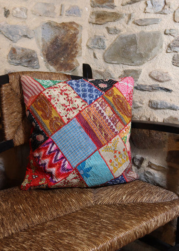 Funda cojín patchwork retales