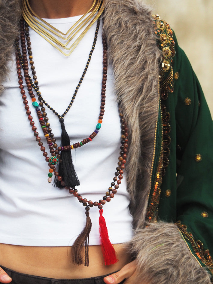 Mala madera tibetano