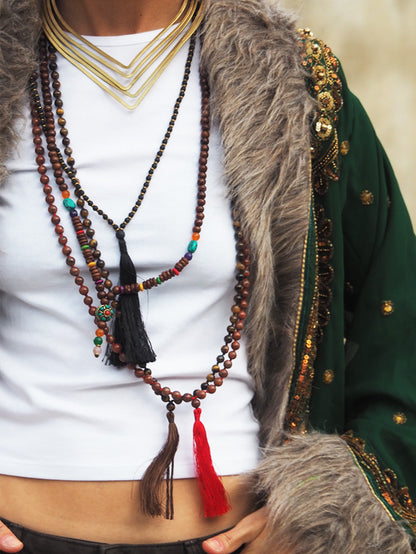 Mala madera tibetano