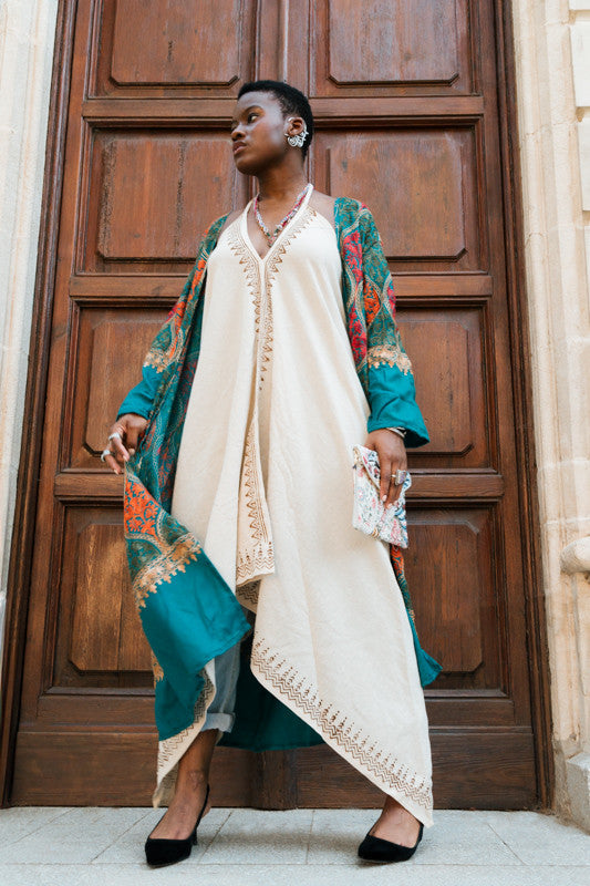 Vestido kerha Block Print largo solo BEIGE