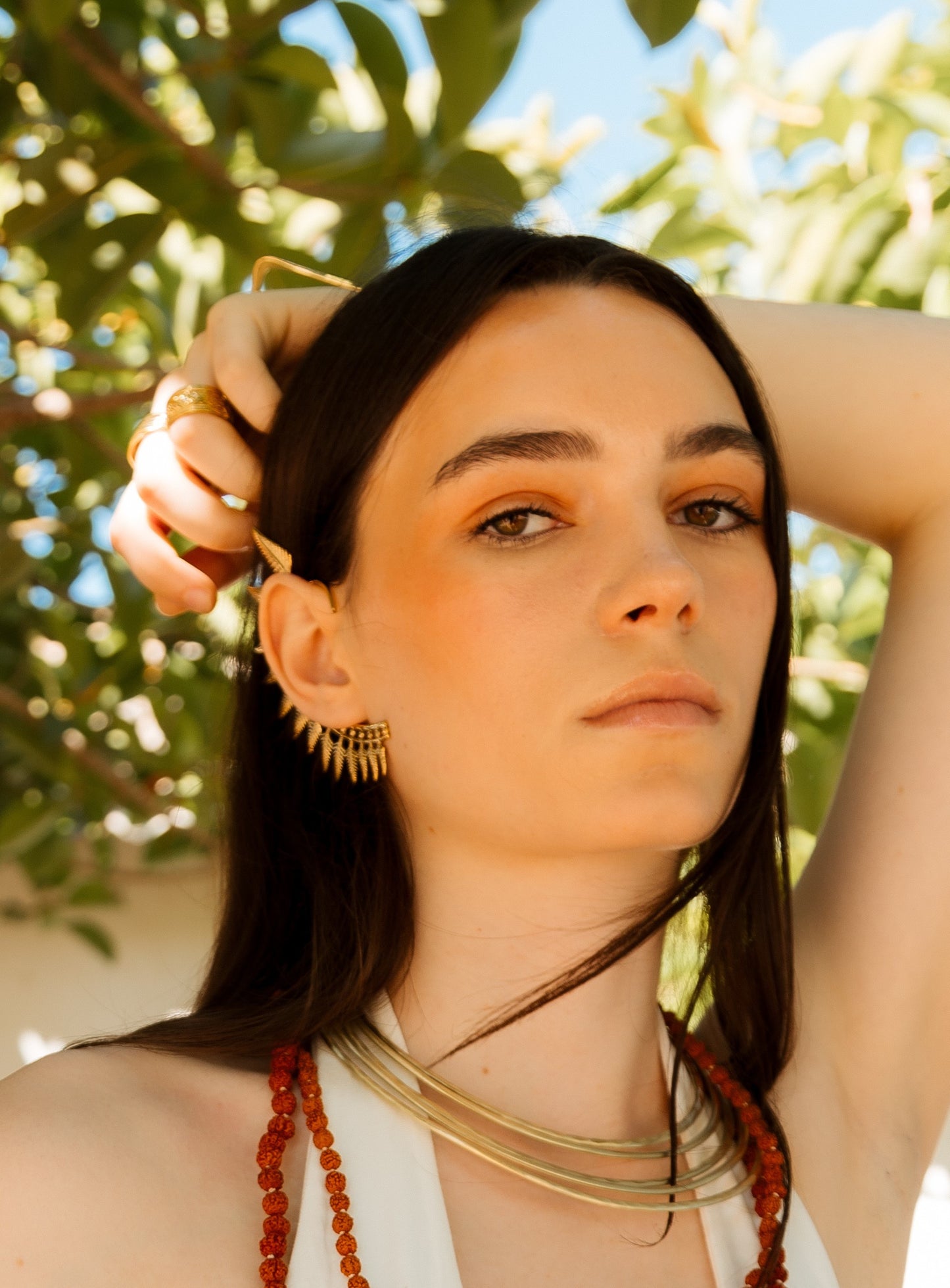 Earcuff pluma mixt dorado