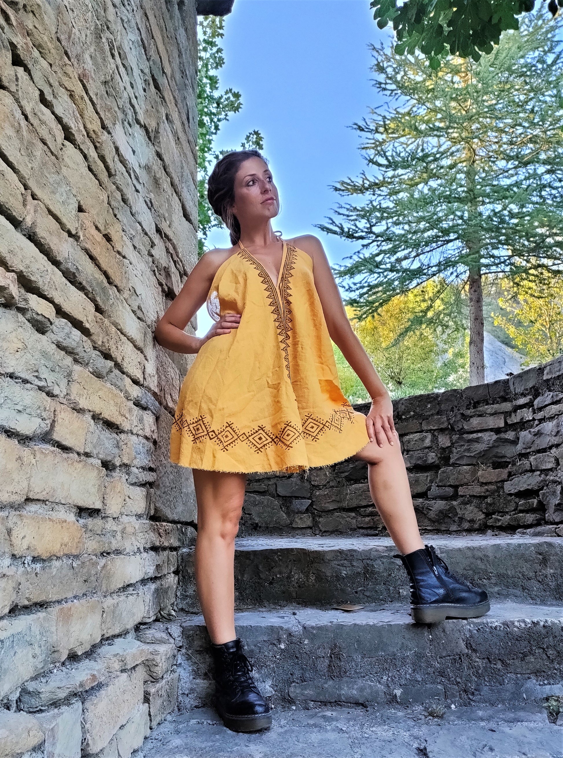 Vestido Kerha Block Print corto