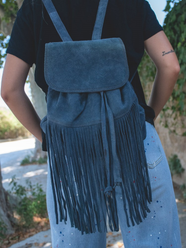 Mochila piel completa flecos