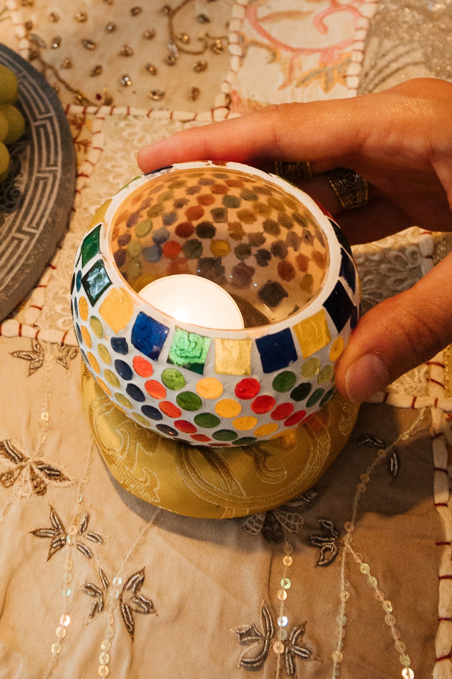 Portavelas mosaico S
