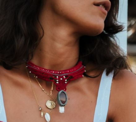 Collar esclava macramé con mineral
