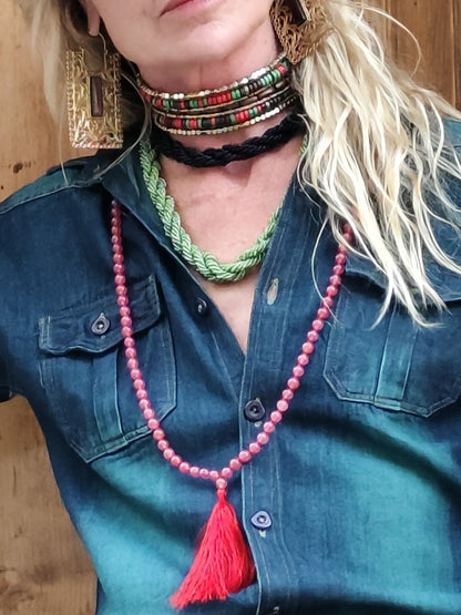 Collar trenzado cuentas