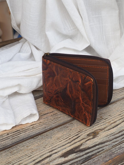 Cartera de piel con cierre cremallera