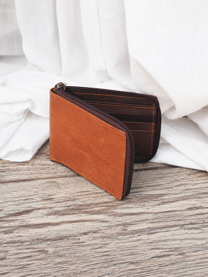 Cartera de piel con cierre cremallera