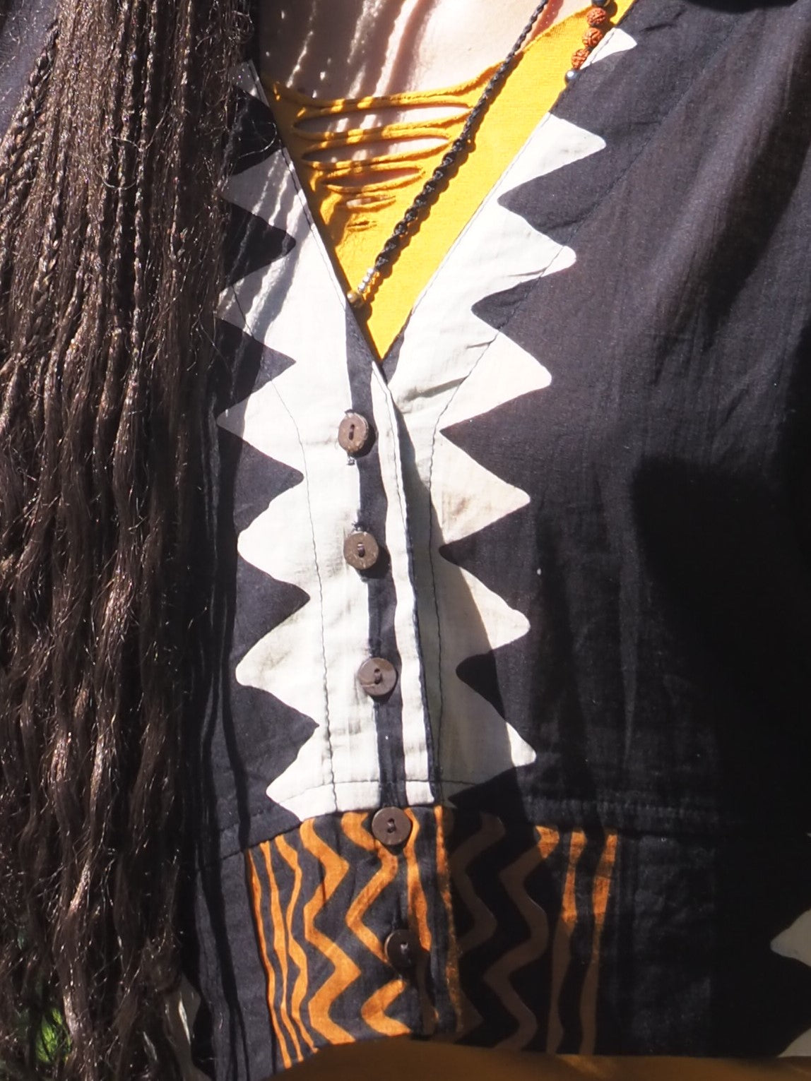 African Blusa botones Rayon Print