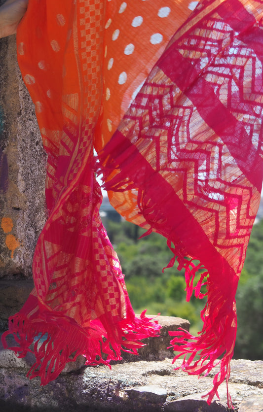 Multiposición Dupatta Sunahara flecos