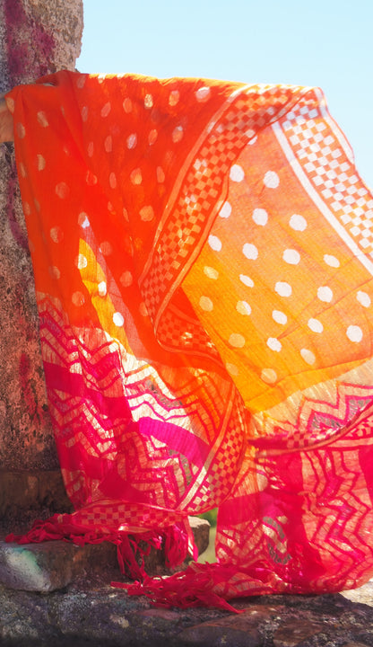 Multiposición Dupatta Sunahara flecos