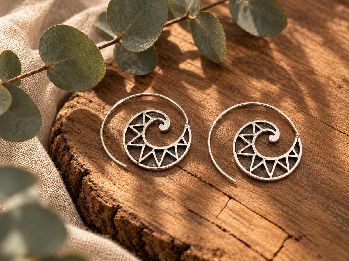 Pendiente espiral Isos plateado