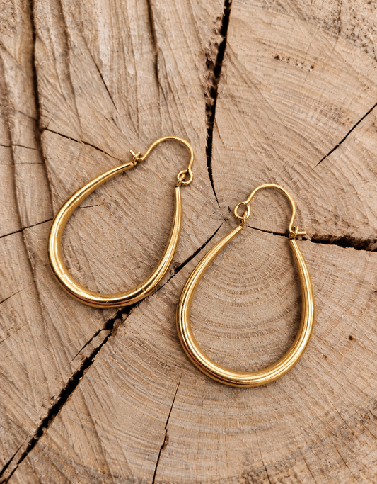 Pendiente Mota Boond 30mm fino dorado, detalle 2