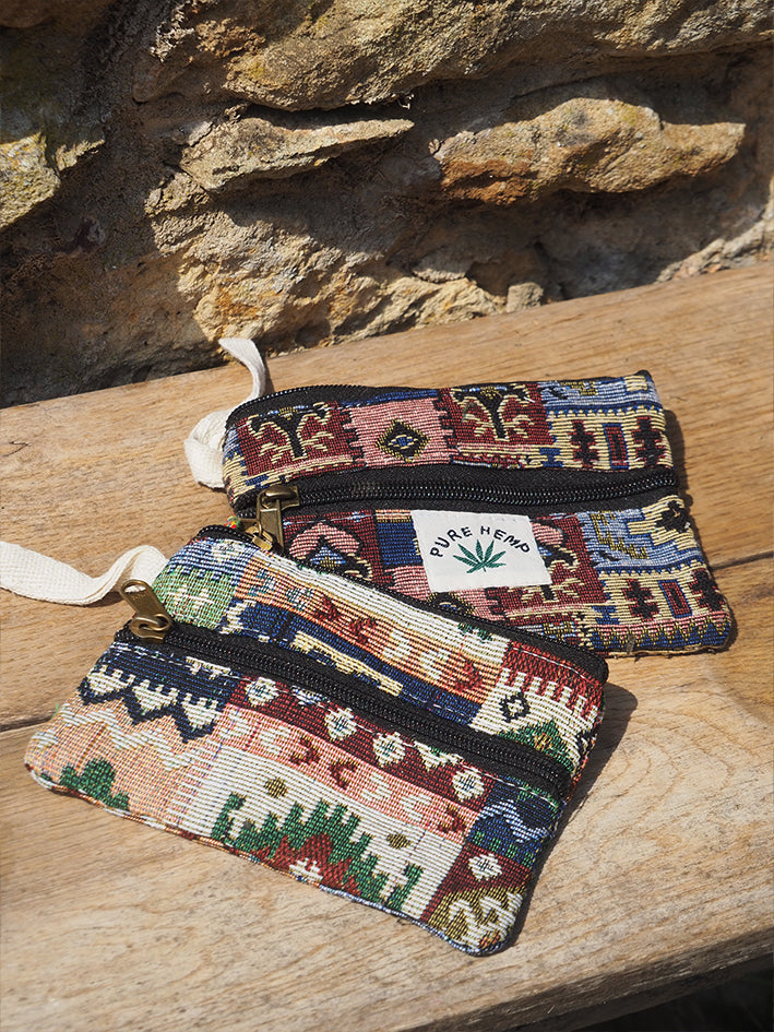 Pack x 5 Monedero étnico 2 cremalleras 10 x 15 cm