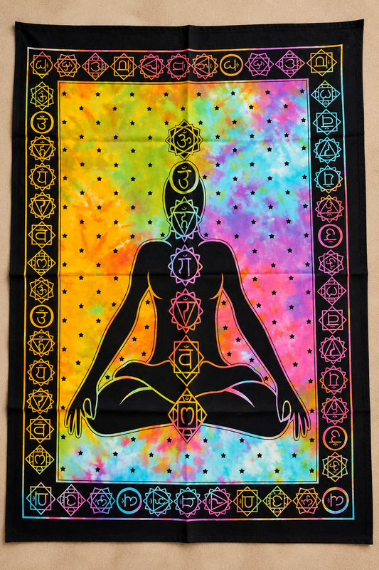 Tapiz Tie-dye 7 Chakras 80x110 cm