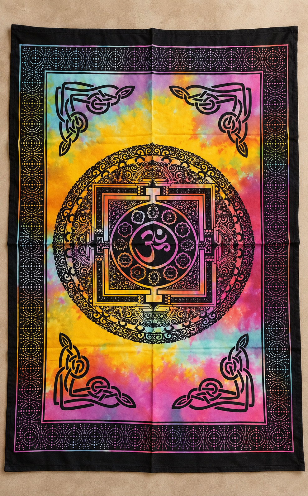 Tapiz Tie-dye Om Kalachakra 80x110 cm