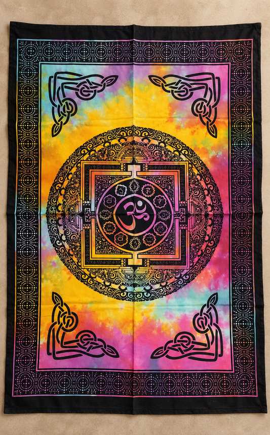 Tapiz Tie-dye Om Kalachakra 80x110 cm