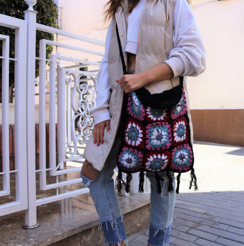 Bolso Crochet Lha con flecos, detalle 2