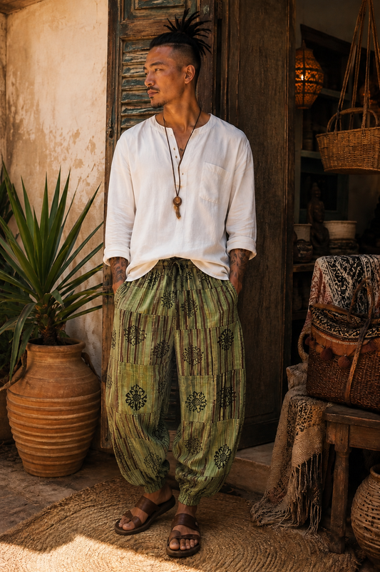 Bombacho Wild cotton nepalí, hecho a mano en la India