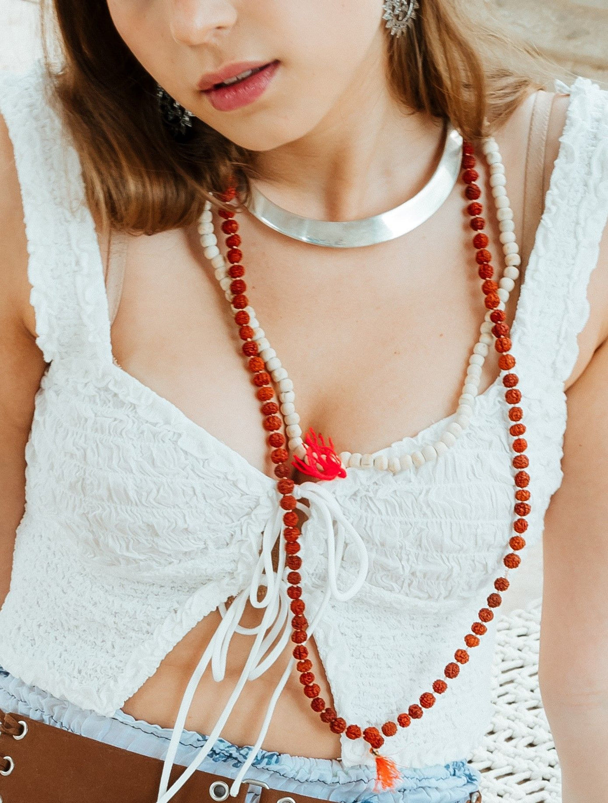 Mala semilla Rudraksha 6mm, detalle 2